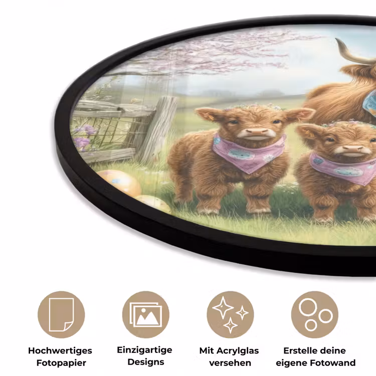 Schotsehooglanders - Paaseieren - Lente Fotolijst rond zonder passe partout klein -closeup_DE