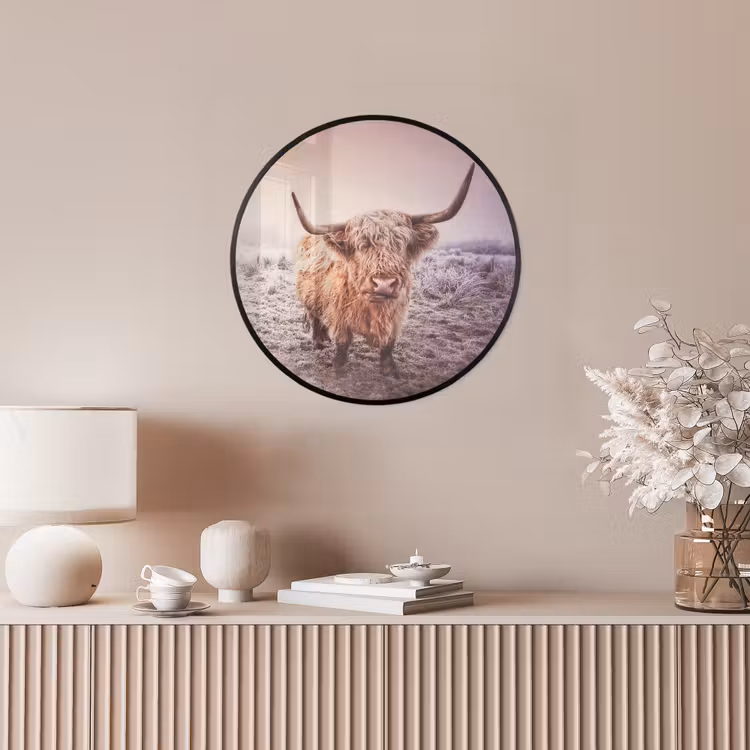 Schotse hooglanders - Licht - Lucht - Natuur Fotolijst rond zonder passe partout klein -sfeer3
