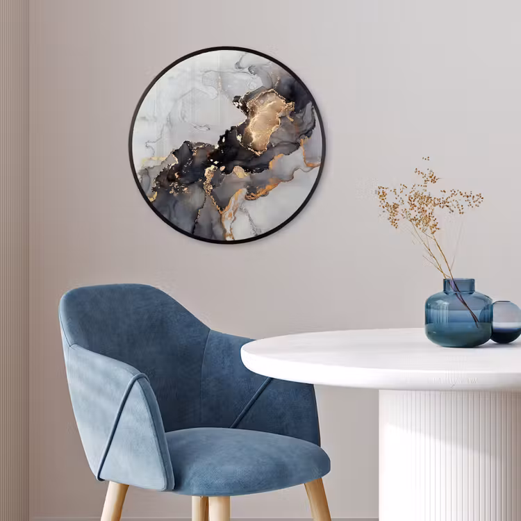 Zwart - Marmer - Luxe - Goud Fotolijst rond zonder passe partout klein -sfeer2