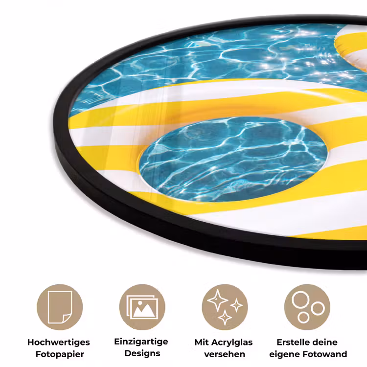 Zwembad - Zwembanden - Zomer - Geel - Blauw Fotolijst rond zonder passe partout klein -closeup_DE