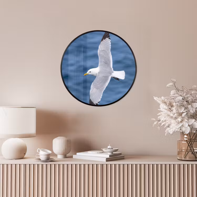 Zeemeeuw - Oceaan - Blauw Fotolijst rond zonder passe partout klein -sfeer3