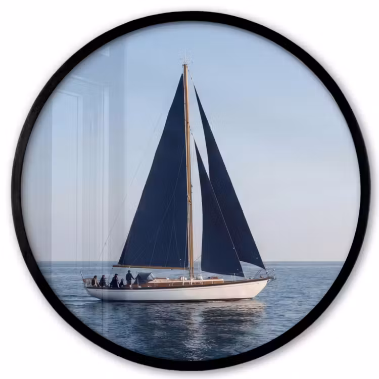 Zeilboot - Zee - Blauw Fotolijst rond zonder passe partout klein -3d