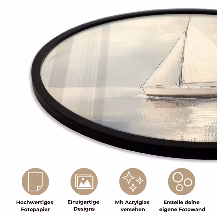 Zeilschip - Zee - Bewolkt Fotolijst rond zonder passe partout klein -closeup_DE