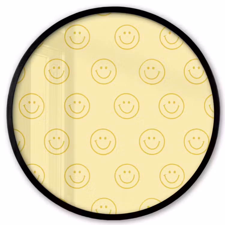 Smileys - Patroon - Retro - Zachtgeel Fotolijst rond zonder passe partout klein 856 -3d