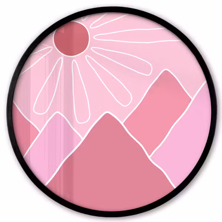 Zon - Bergen - Natuur - Abstract - Roze Fotolijst rond zonder passe partout klein -3d