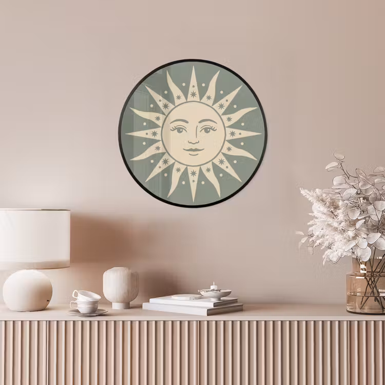 Zon - Sterren - Astrologie - Vintage - Groen Fotolijst rond zonder passe partout klein -sfeer3