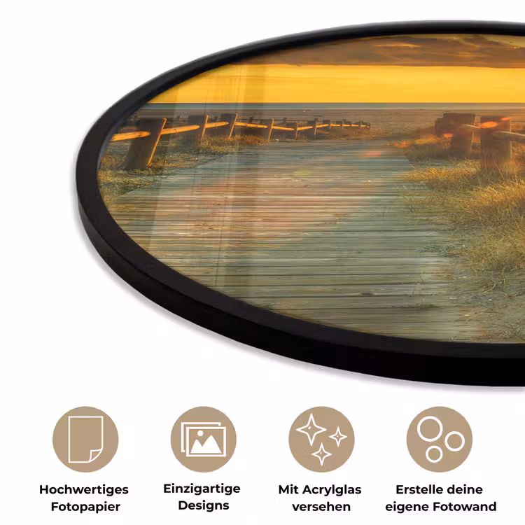 Zon - Strand - Duin - Horizon - Gras - Pad - Oranje Fotolijst rond zonder passe partout klein -closeup_DE