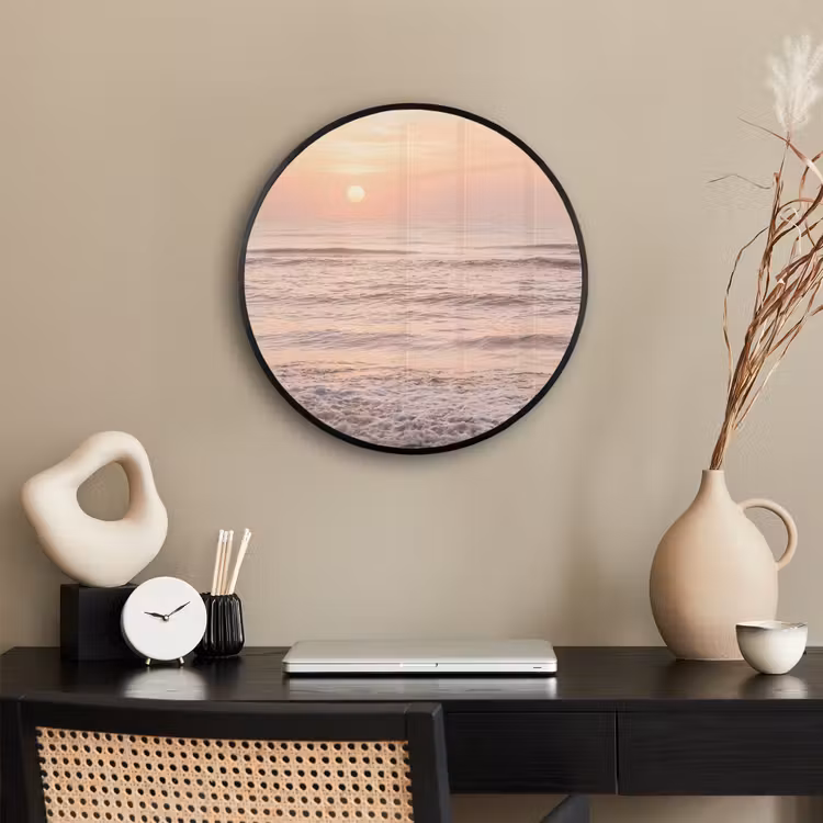 Zon - Strand - Roze Fotolijst rond zonder passe partout klein -sfeer1