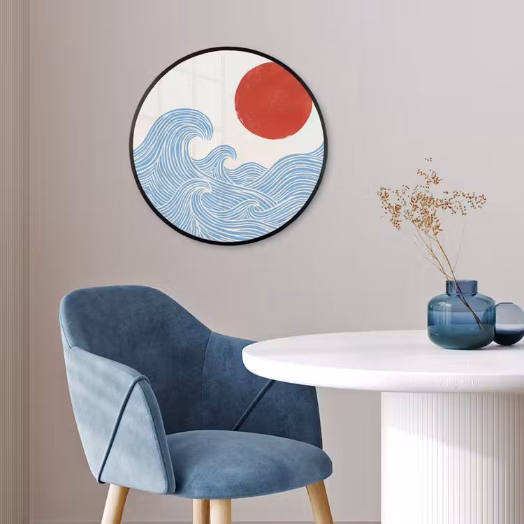 Zon - Golven - Oceaan - Abstract - Rood Fotolijst rond zonder passe partout klein -sfeer2