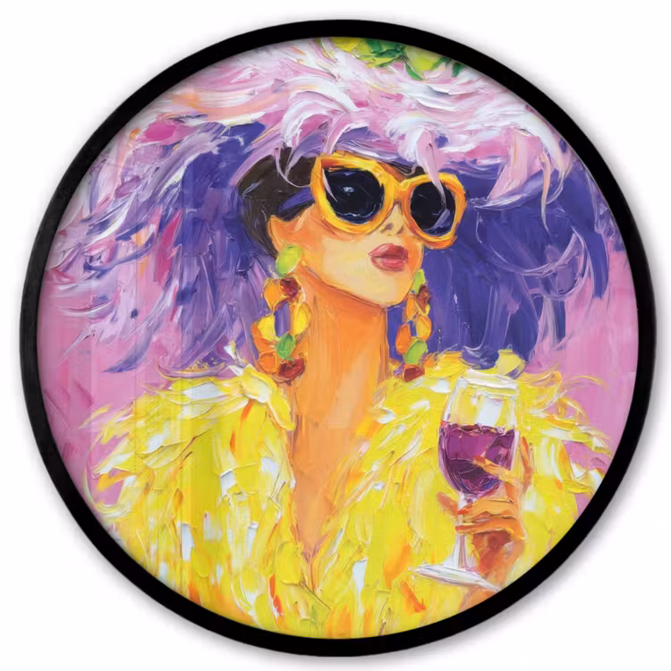 Zonnebril - Vrouw - Jas - Veren Fotolijst rond zonder passe partout klein -3d