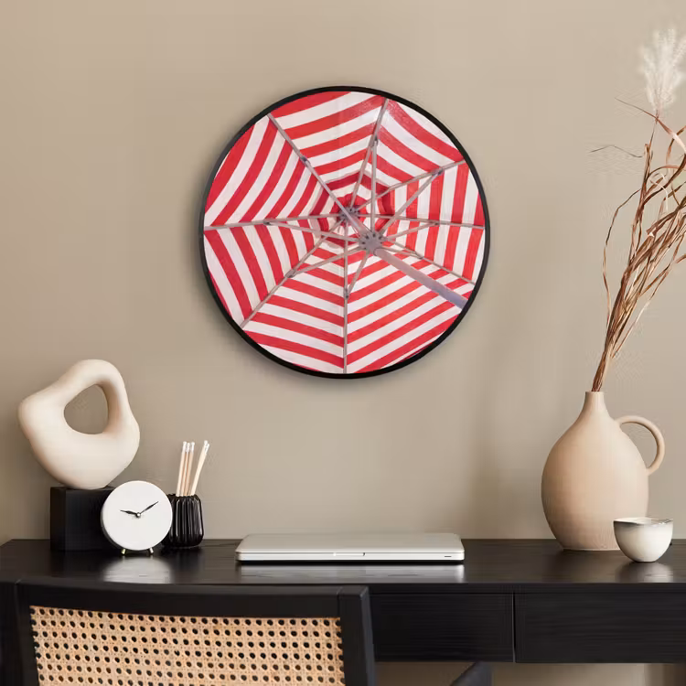 Parasol - Strepen - Zomer - Rood - Blauw Fotolijst rond zonder passe partout klein -sfeer1