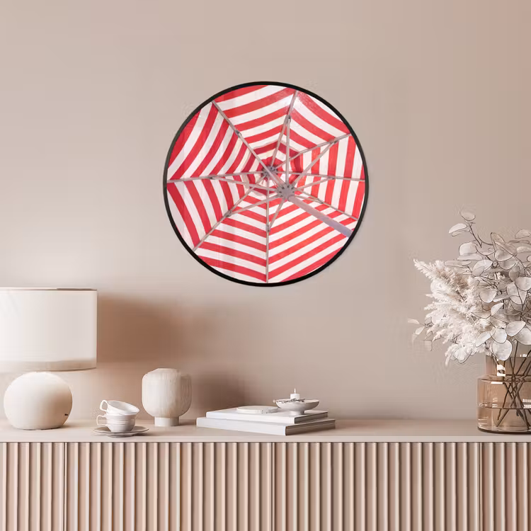 Parasol - Strepen - Zomer - Rood - Blauw Fotolijst rond zonder passe partout klein -sfeer3