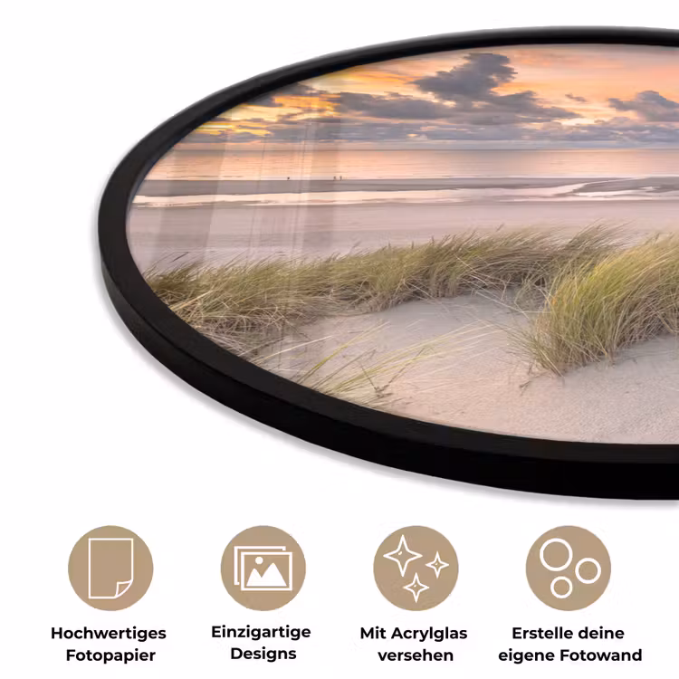 Zonsondergang - Duin - Strand - Planten - Zee Fotolijst rond zonder passe partout klein -closeup_DE