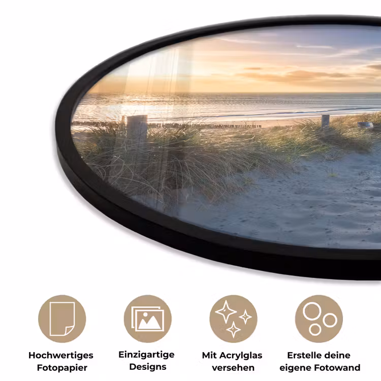 Zonsondergang - Strand - Duin - Gras - Bank Fotolijst rond zonder passe partout klein -closeup_DE