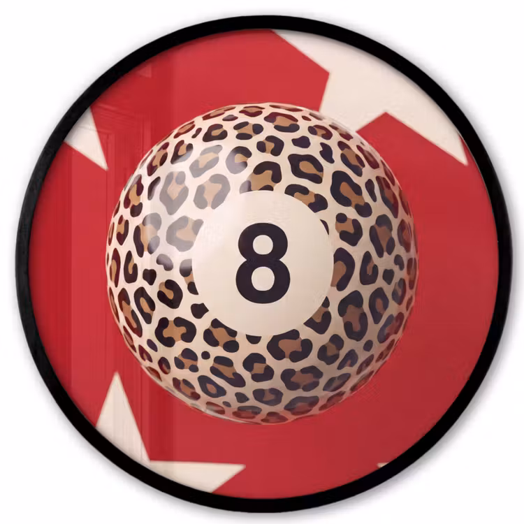 Spel - Dierenprint - Nummer 8 - Modern - Rood Fotolijst rond zonder passe partout klein -3d