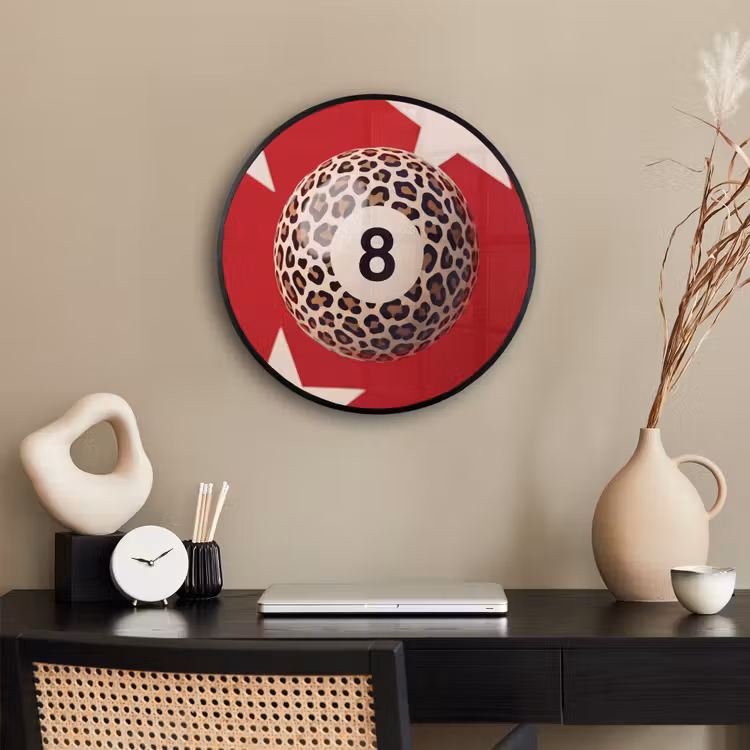 Spel - Dierenprint - Nummer 8 - Modern - Rood Fotolijst rond zonder passe partout klein -sfeer1