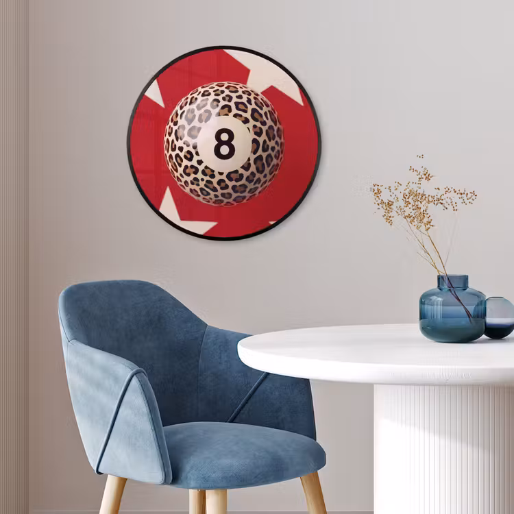 Spel - Dierenprint - Nummer 8 - Modern - Rood Fotolijst rond zonder passe partout klein -sfeer2