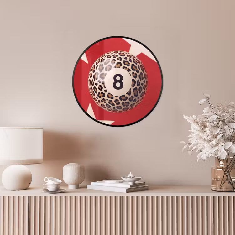 Spel - Dierenprint - Nummer 8 - Modern - Rood Fotolijst rond zonder passe partout klein -sfeer3
