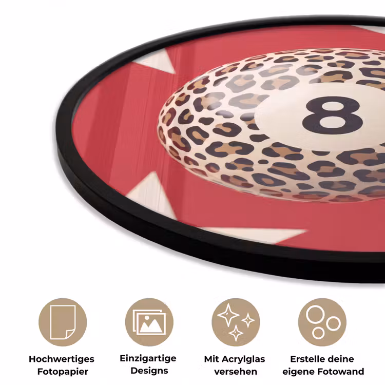 Spel - Dierenprint - Nummer 8 - Modern - Rood Fotolijst rond zonder passe partout klein -closeup_DE