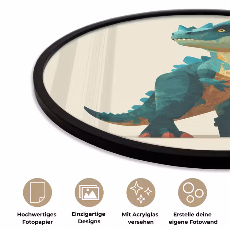 Stekels - Dino - Blauw - Gespierd Fotolijst rond zonder passe partout klein -closeup_DE