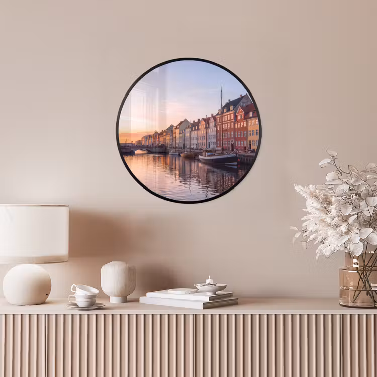 Stad - Gracht - Zonsondergang - Klassiek - Kleurrijk Fotolijst rond zonder passe partout klein -sfeer3