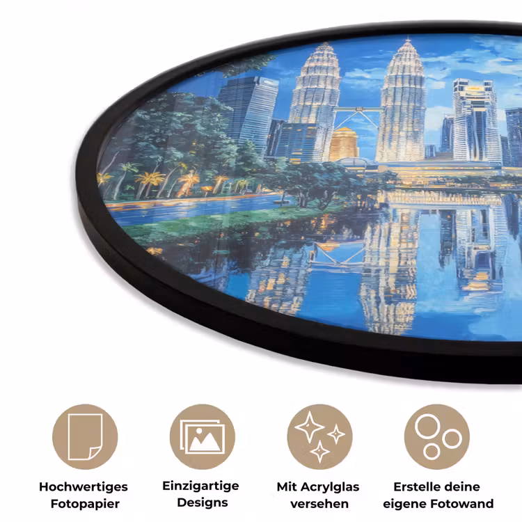 Stad Kuala Lumpur - Skyline - Wolkenkrabbers - Water Fotolijst rond zonder passe partout klein -closeup_DE