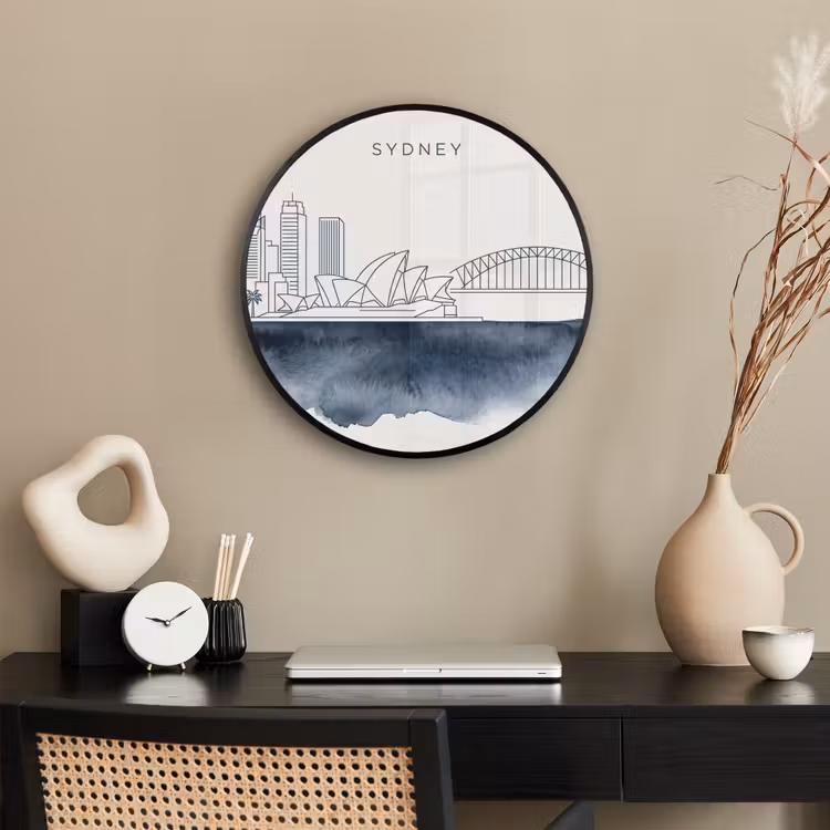 Stad - Skyline - Architectuur - Minimalistisch - Blauw Fotolijst rond zonder passe partout klein -sfeer1