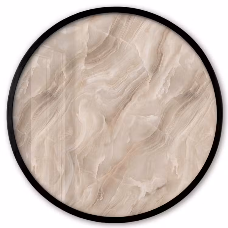 Steen - Golvend - Abstract - Beige Fotolijst rond zonder passe partout klein -3d