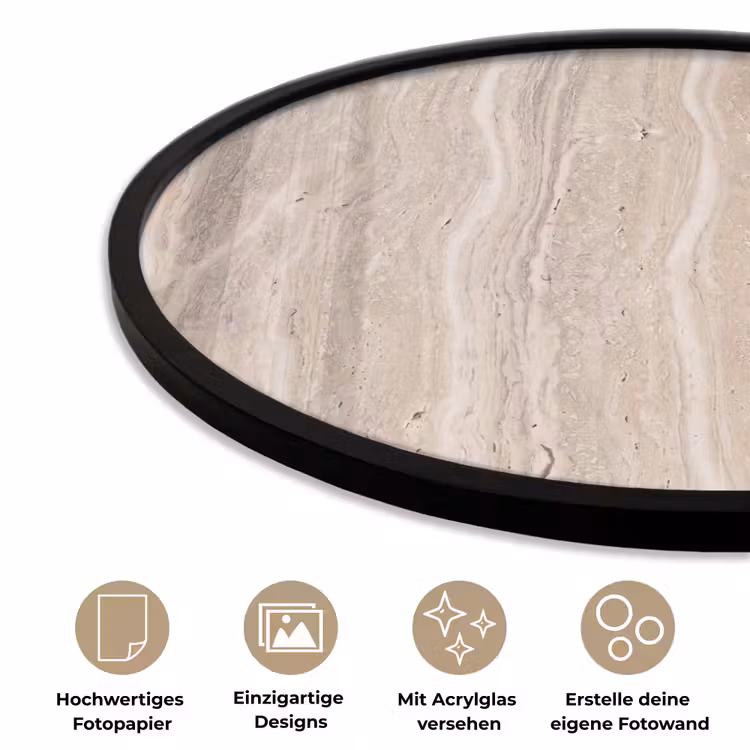 Steen - Patroon - Textuur - Natuurlijk - Beige Fotolijst rond zonder passe partout klein -closeup_DE