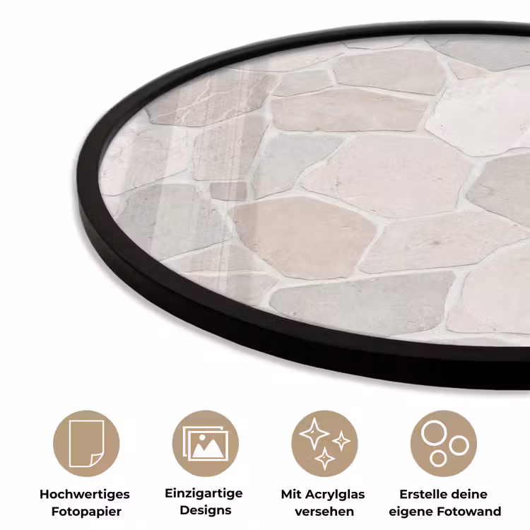 Steen - Patroon - Textuur - Beige Fotolijst rond zonder passe partout klein -closeup_DE