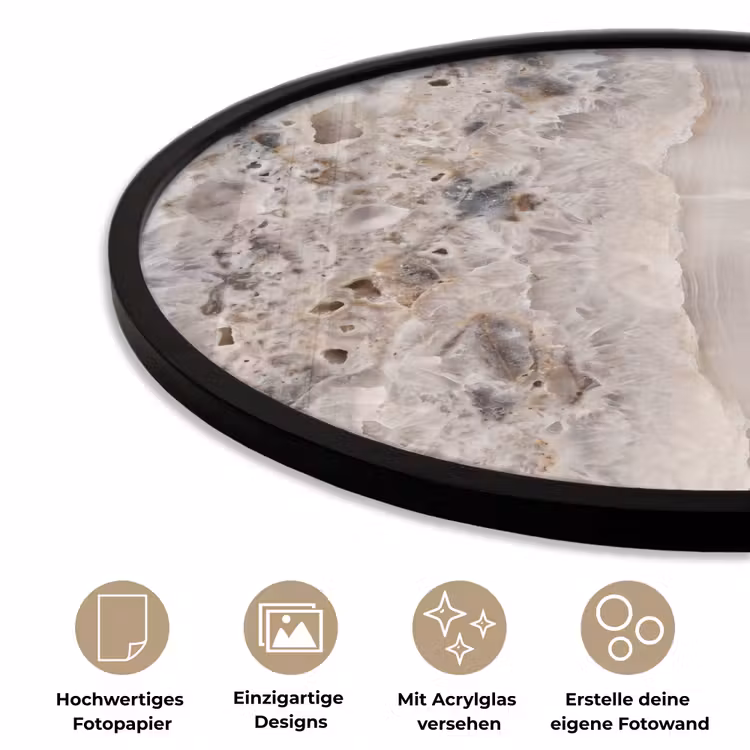 Steen - Textuur - Abstract - Beige - Wit Fotolijst rond zonder passe partout klein -closeup_DE