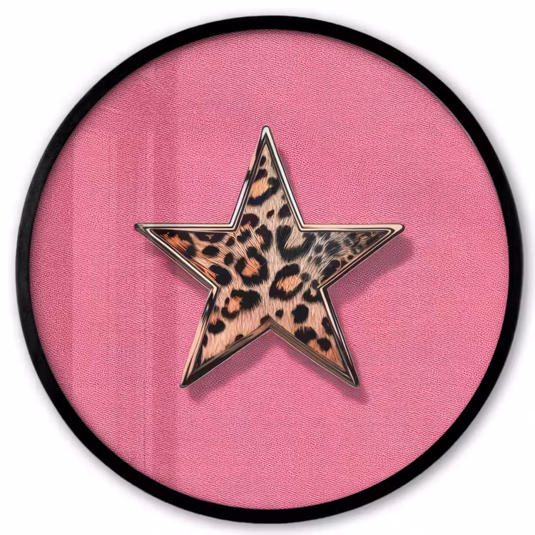 Ster - Luipaard - Print - Roze Fotolijst rond zonder passe partout klein -3d