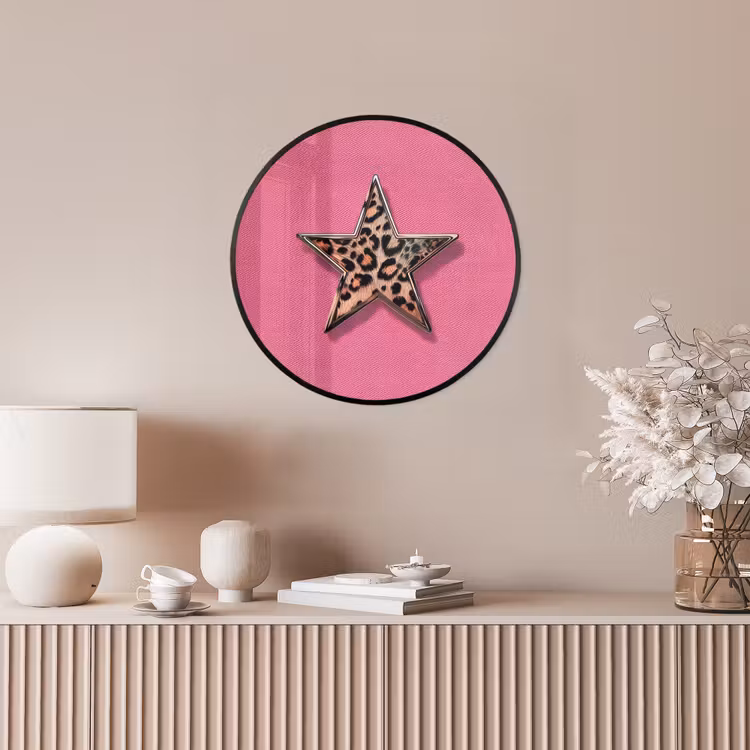 Ster - Luipaard - Print - Roze Fotolijst rond zonder passe partout klein -sfeer3