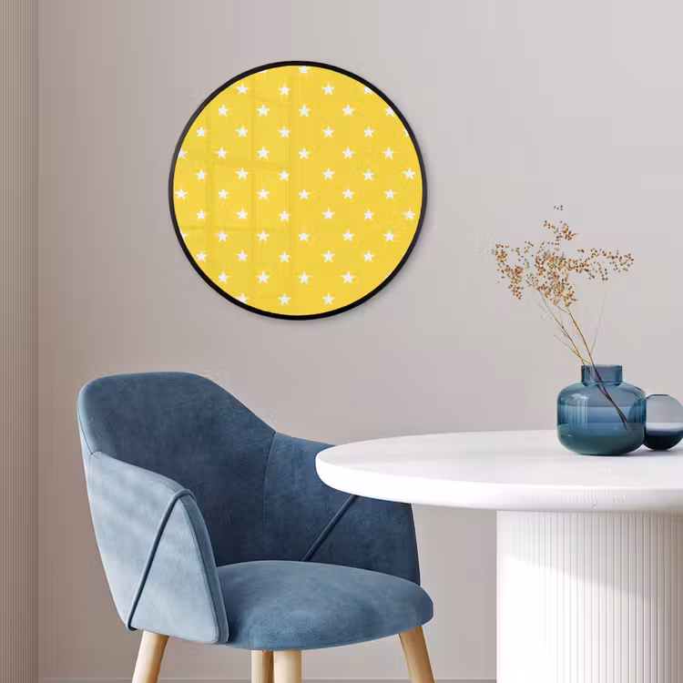 Sterren - Patroon - Minimalistisch - Geel Fotolijst rond zonder passe partout klein 856 -sfeer2