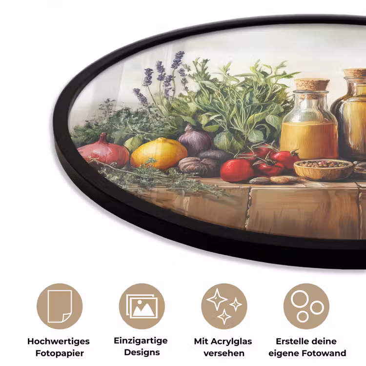 Stilleven - Kruiden - Specerijen - Fruit - Kleurrijk Fotolijst rond zonder passe partout klein -closeup_DE
