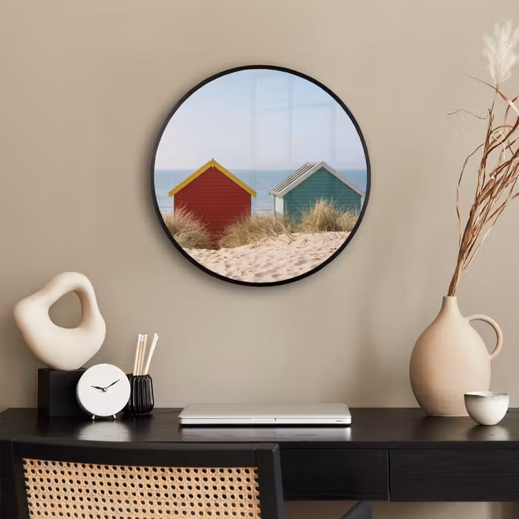 Strand - Huisjes - Kleurrijk - Duinen Fotolijst rond zonder passe partout klein -sfeer1