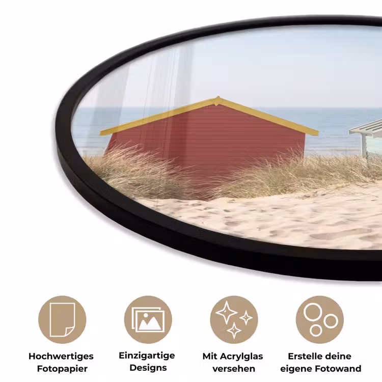 Strand - Huisjes - Kleurrijk - Duinen Fotolijst rond zonder passe partout klein -closeup_DE