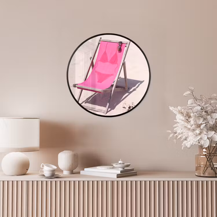 Strand - Ligstoel - Badkleding - Zomer - Roze Fotolijst rond zonder passe partout klein -sfeer3