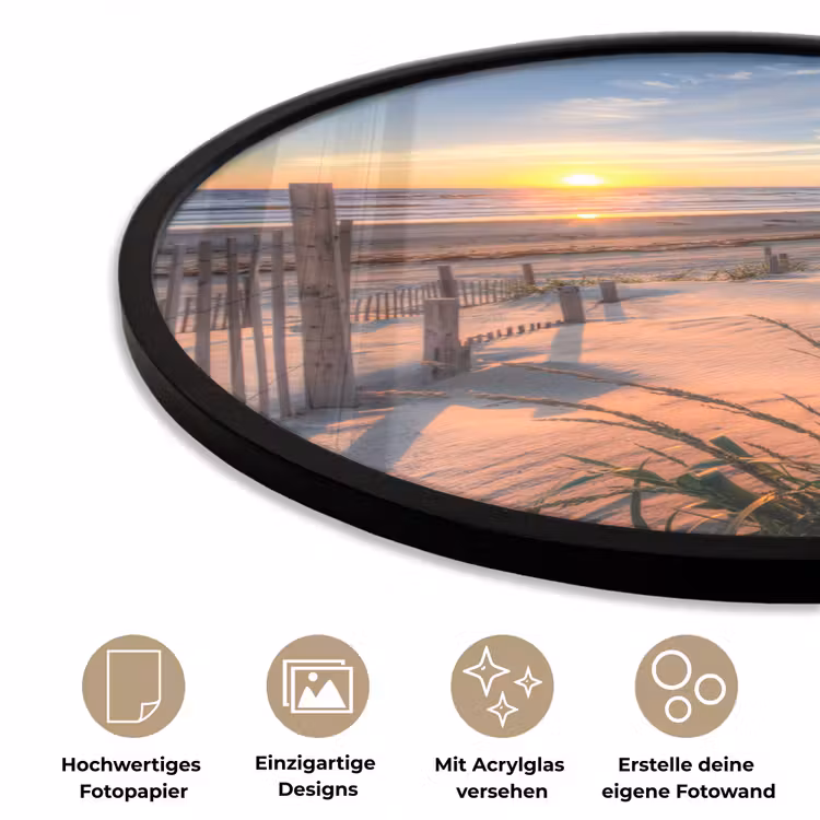Strand - Zee - Duin - Zonsondergang - Landschap Fotolijst rond zonder passe partout klein -closeup_DE