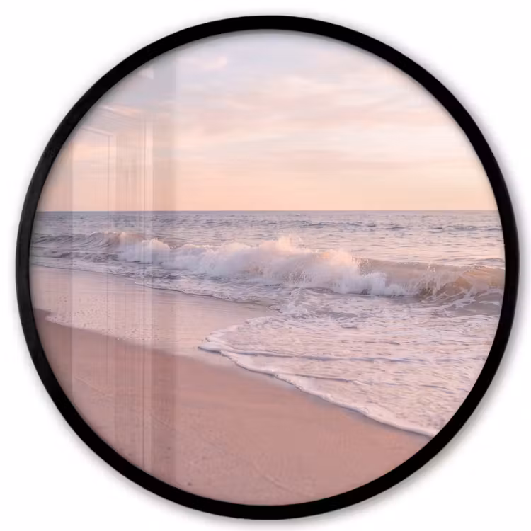 Strand - Zee - Golven - Natuur - Zonsondergang Fotolijst rond zonder passe partout klein -3d