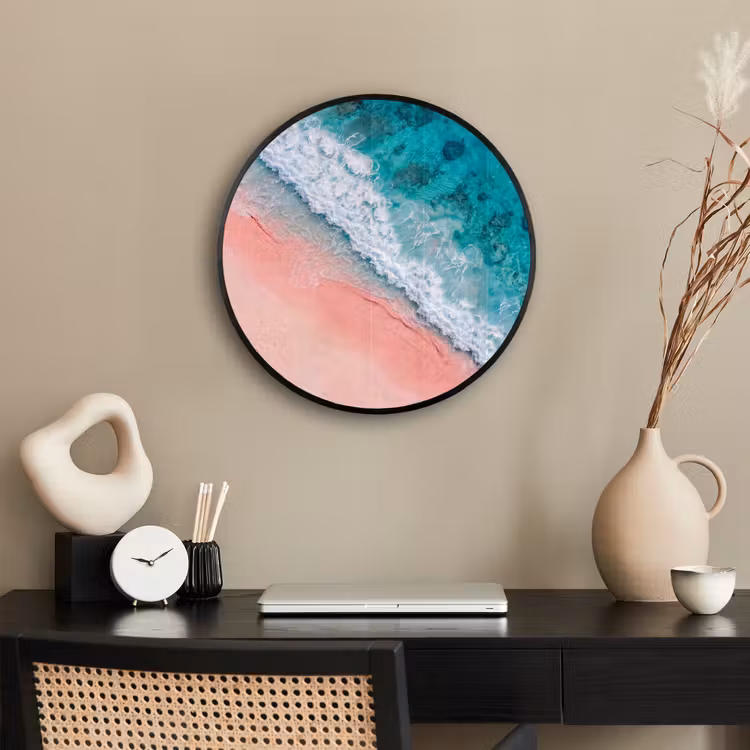 Strand - Oceaan - Golven - Roze Zand - Natuur Fotolijst rond zonder passe partout klein -sfeer1