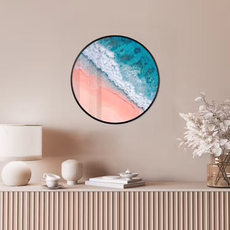 Strand - Oceaan - Golven - Roze Zand - Natuur Fotolijst rond zonder passe partout klein -sfeer3