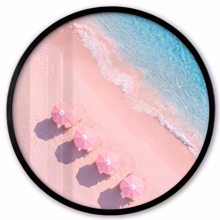 Strand - Roze zand - Zee - Zomer - Natuur Fotolijst rond zonder passe partout klein -3d
