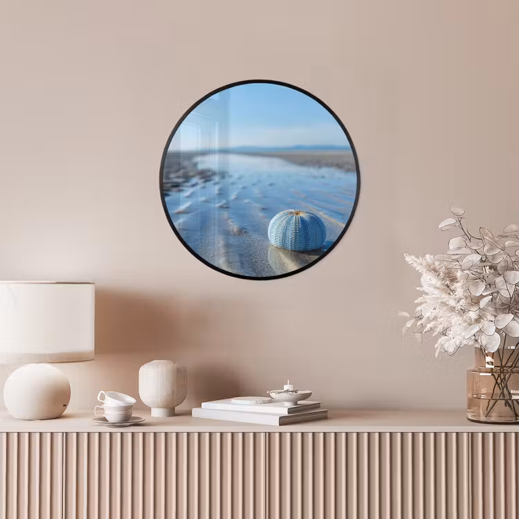 Strand - Schild - Water - Blauw Fotolijst rond zonder passe partout klein -sfeer3