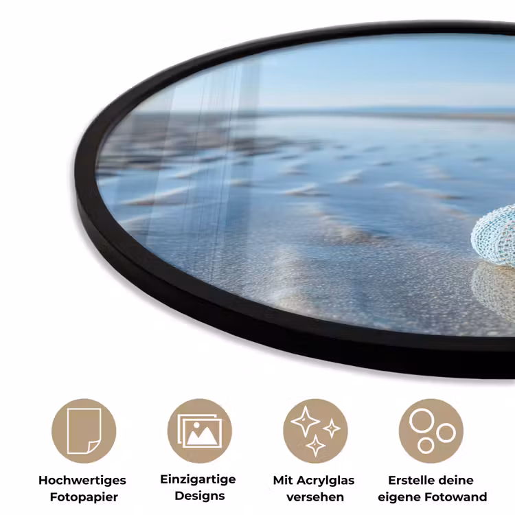 Strand - Schild - Water - Blauw Fotolijst rond zonder passe partout klein -closeup_DE