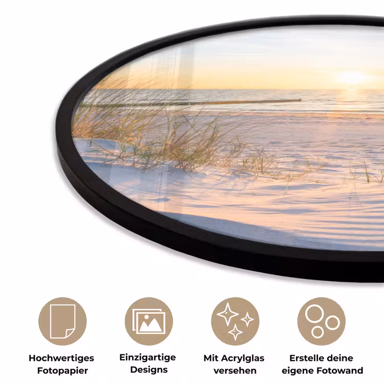 Strand - Zon - Duin - Gras - Zand - Horizon Fotolijst rond zonder passe partout klein -closeup_DE