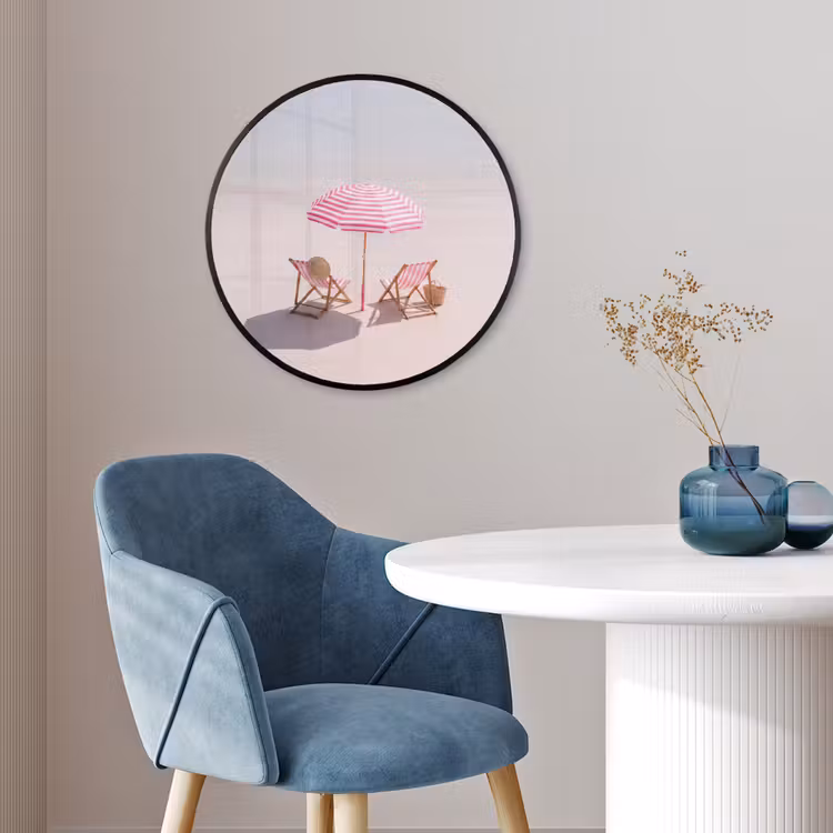 Strand - Parasol - Ligstoel - Zomer - Roze Fotolijst rond zonder passe partout klein -sfeer2