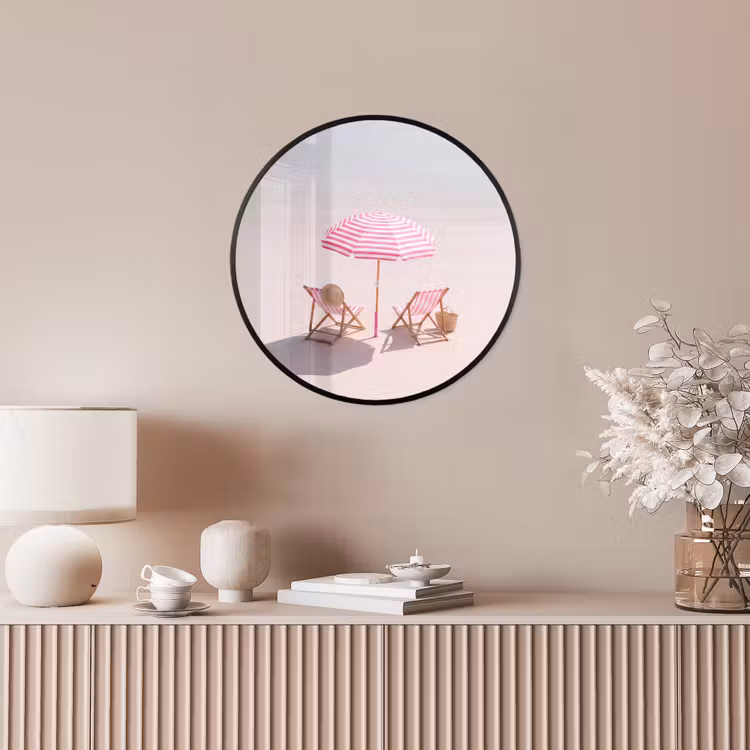 Strand - Parasol - Ligstoel - Zomer - Roze Fotolijst rond zonder passe partout klein -sfeer3