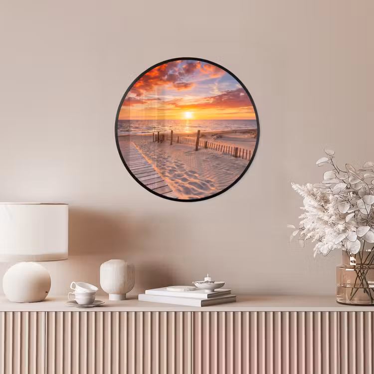 Strand - Zonsondergang - Zee - Natuur - Oranje Fotolijst rond zonder passe partout klein -sfeer3