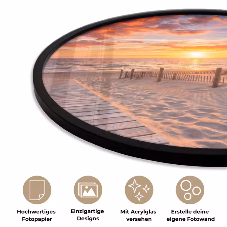 Strand - Zonsondergang - Zee - Natuur - Oranje Fotolijst rond zonder passe partout klein -closeup_DE